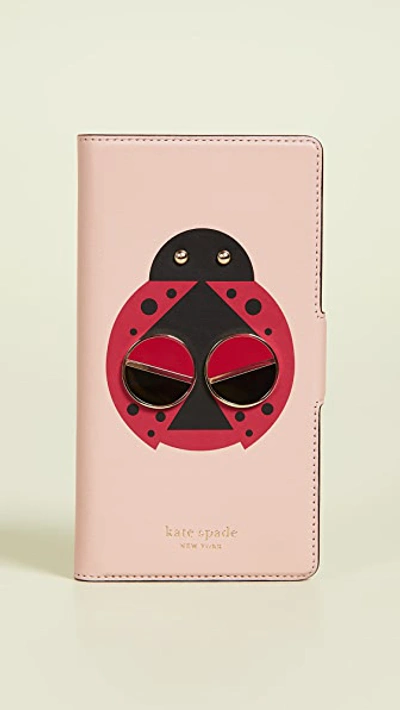 Kate Spade Spademals Lucky Ladybug Iphone X & Xs Folio Case In Flapper Pink