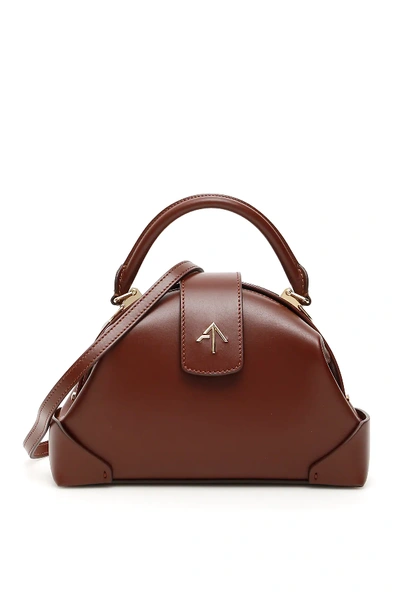 Manu Atelier Demi Leather Top Handle Bag In Brown
