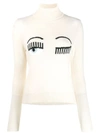 Chiara Ferragni T-neck Flirting Sweater In White