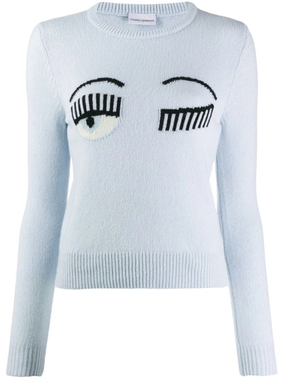 Chiara Ferragni R-neck Flirting Sweater In Sky