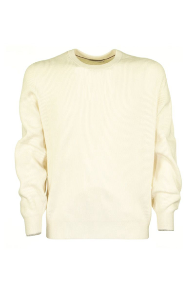 Brunello Cucinelli Cashmere English Rib Sweater In Cream