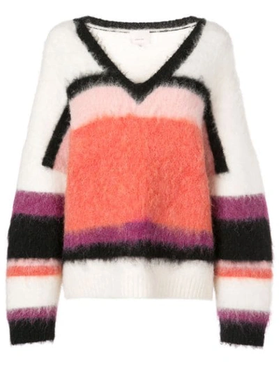 Cinq À Sept Cinq A Sept Isabella Striped & Colour-blocked Jumper In Apricot Nectar/multi