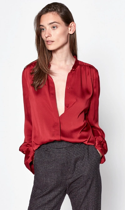 Equipment Garion Patched Shoulder Blouse In Rio Red