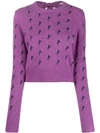 Chloé Chloe Embroidered Horse Tie Sweater In Animal Print,purple