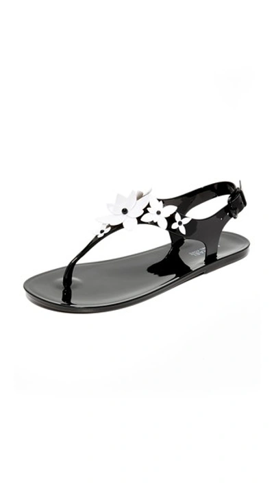 Michael Michael Kors Lola Floral Jelly Thong Sandal, Black/optic White In  Черный/оптический Белый | ModeSens