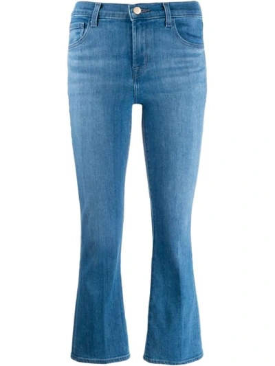 J Brand 'selena' Mid Rise Crop Boot Cut Jeans In Blue