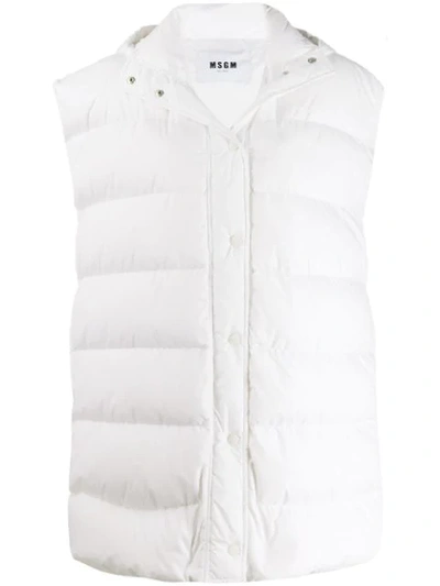 Msgm Oversized Puffer Vest In 01 Optical White