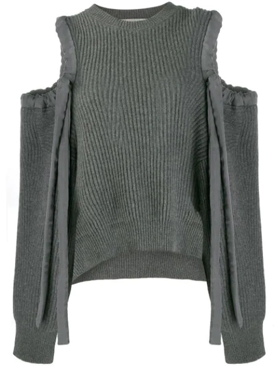 Stella Mccartney Drawstring Cold Shoulder Jumper In Grey