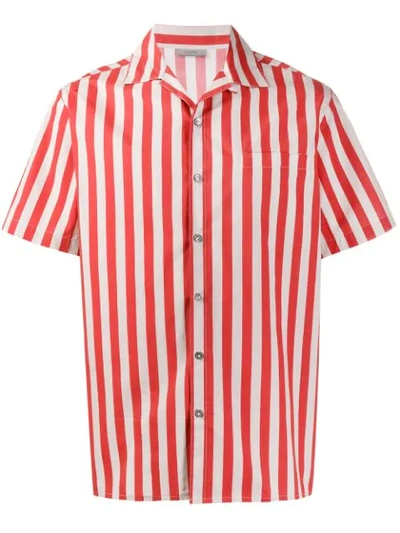 Lanvin Striped Cotton Poplin Bowling Shirt In Red