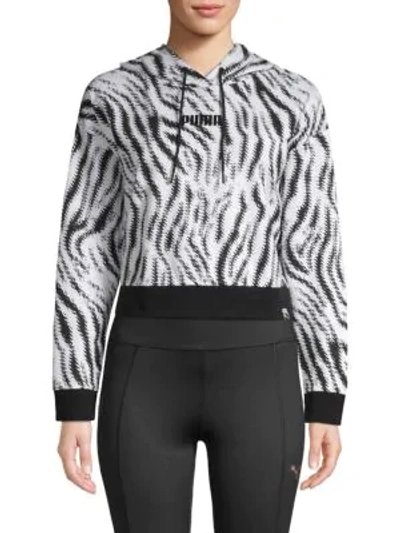 Puma Wild-print Cotton-blend Hoodie In White