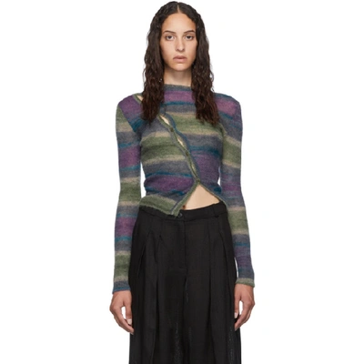 Jacquemus La Maille Pau Knitted Sweater In Purple In Stripe Purple