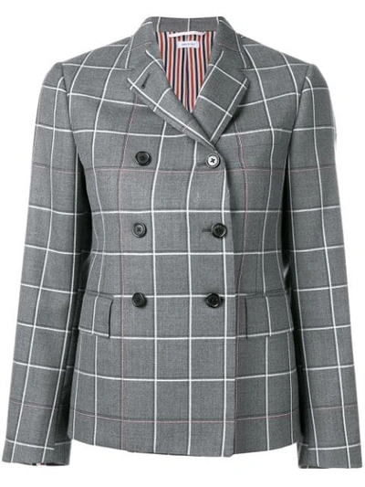 Thom Browne Windowpane Twill Sport Coat In Grey