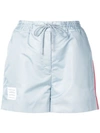 Thom Browne Logo-patch Track Shorts In Grey