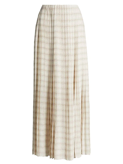 The Row Tulu Pleated Printed Silk-crepe Maxi Skirt In Neutrals