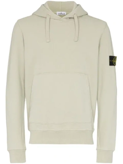 Stone Island Logo-patch Hoodie In Green