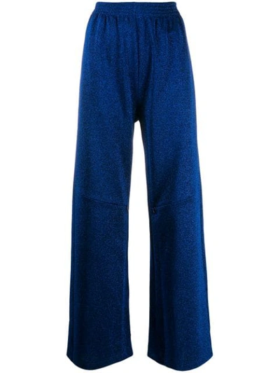 Mm6 Maison Margiela Glitter Palazzo Trousers In Blue