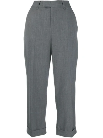 Twinset Cropped Wool Trousers In Grey