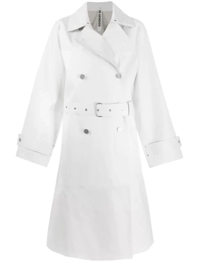 Jil Sander Double Breasted Trench Coat In White
