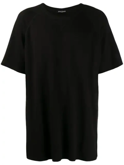 Balmain Metallic Back Logo T-shirt In Black
