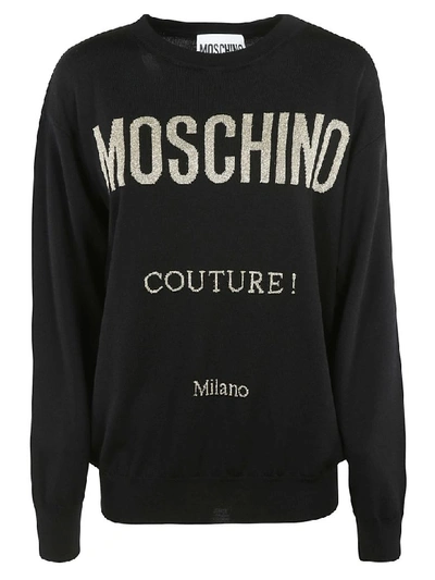 Moschino Intarsia Wool Sweater In Black