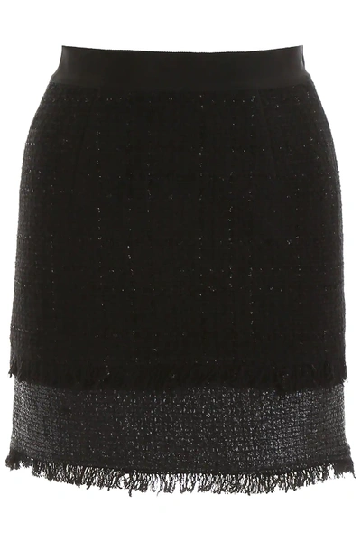 Pinko Lurex Tweed Mini Skirt In Black