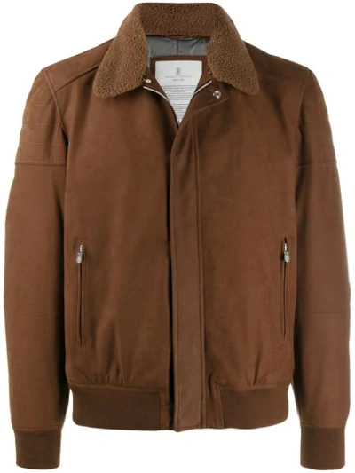 Brunello Cucinelli Bomber Jacket In Brown