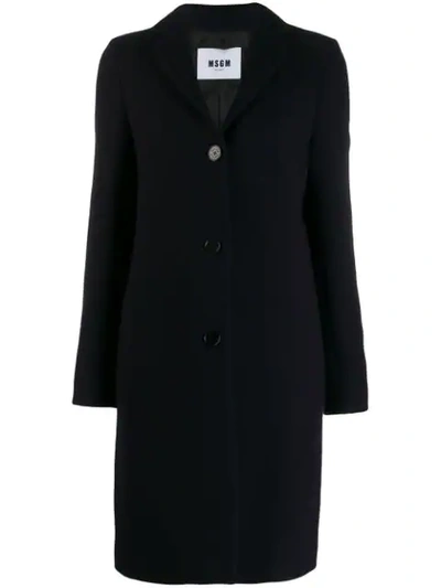 Msgm Single-breasted Coat In Blue