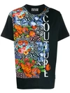 Versace Jeans Floral-print T-shirt In Black