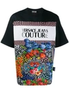Versace Jeans Floral-print T-shirt In Black