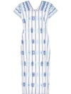 Pippa Holt Embroidered Kaftan Midi-dress In Blue
