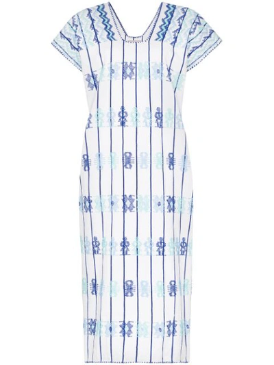 Pippa Holt Embroidered Kaftan Midi-dress In Blue