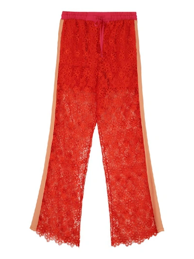 Pinko Noto Macramé-lace Trousers In Red