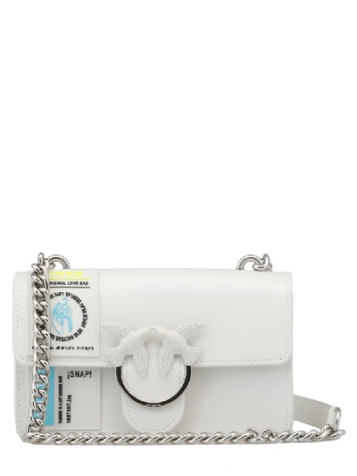 Pinko Mini Love Rubber Shoulder Bag In White