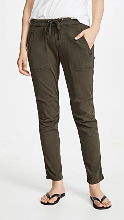 James Perse Cotton-blend Twill Track Pants In Military Green