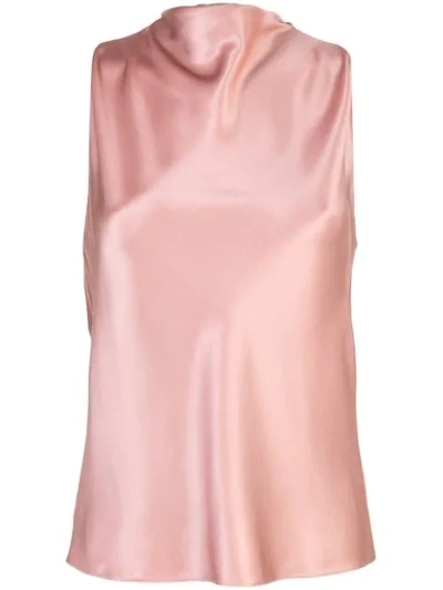 Cushnie High Neck & Cowl-back Silk Top In Pink