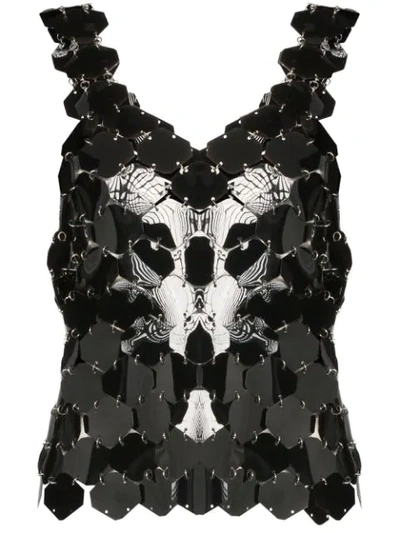 Paco Rabanne Chain Mail Sequin Top In P001 Black