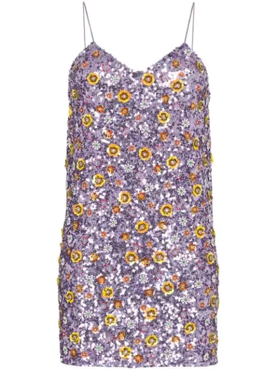 Ashish Floral Sequin Mini Dress In Multicoloured