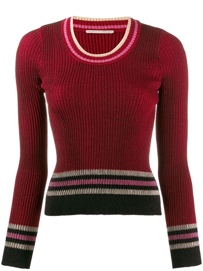 Marco De Vincenzo Stripe Fitted Sweater In Red
