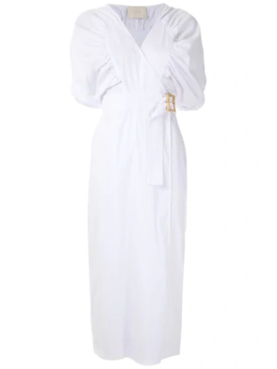 Framed Lotus Midi Dress In White