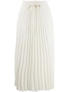 Red Valentino Pleated Midi Skirt In Neutrals