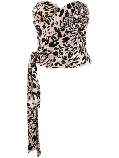 Alexandre Vauthier Strapless Leopard Print Top In Pink