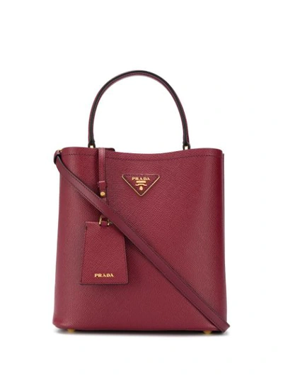 Prada Top Handle Bucket Bag In Red