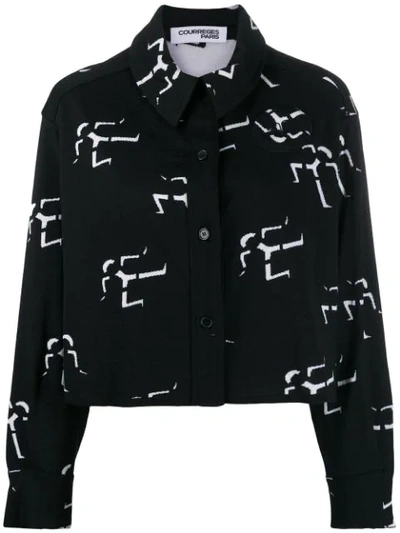 Courrèges Geometric Print Shirt Jacket In Black