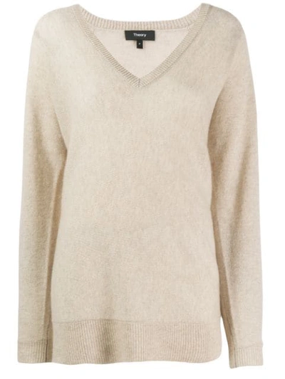 Theory Knitted Cashmere Jumper In Neutrals