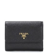 Prada Saffiano Tri-fold Wallet In Nero