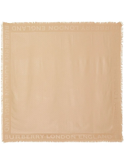 Burberry Monogram Silk Wool Jacquard Large Square Scarf In Neutrals