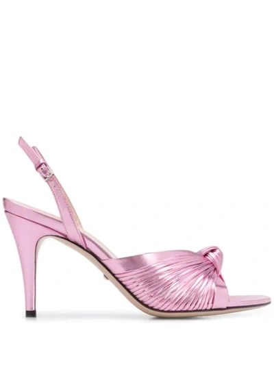 Gucci Metallic Knot Slingback Sandals In Pink