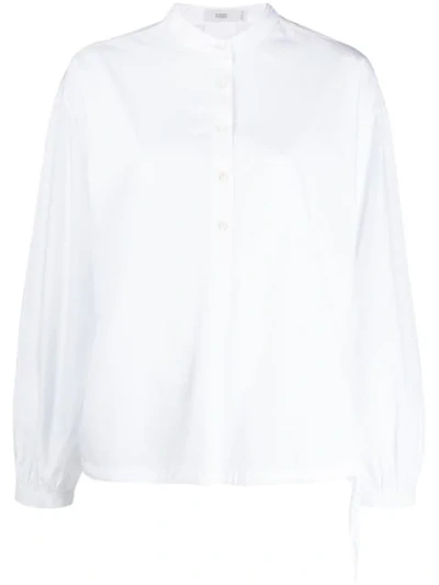 Closed Mandarin Collar Shirt In White