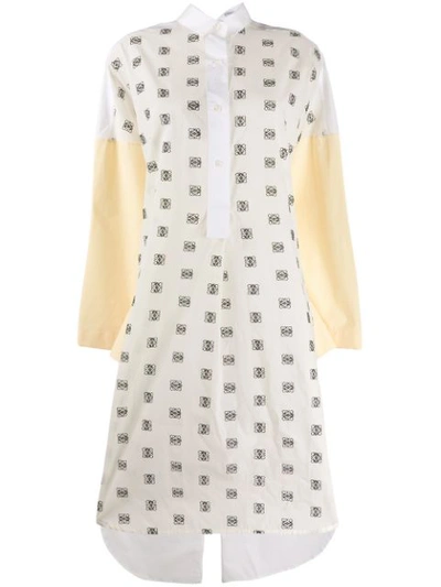 Loewe Broderie Anglaise Anagram Print Oversized Shirt In Neutrals