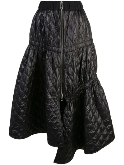 Tibi Soft Quilting Asymmetric Skirt In Black